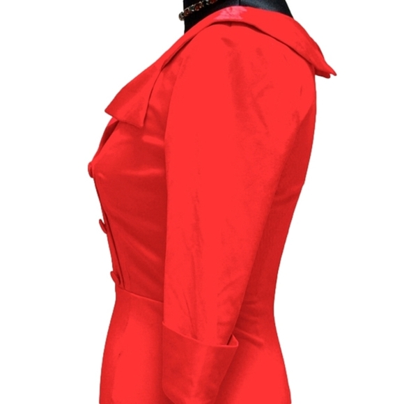 Retro Red WIGGLE Dress Women's Midi Pin-Up - Picture 10 of 11